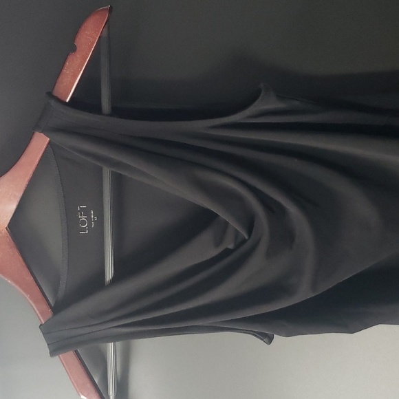 Vintage LOFT Cowl Neck Drapey Black Stretchy Top - Picture 5 of 12